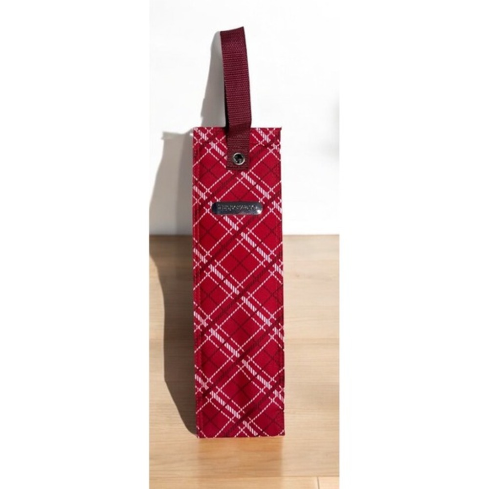 Tupperware Perfectly Plaid Insulated Wine Tote‎ with Handle Red